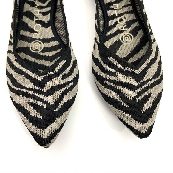 Rothy's The Point Black Zebra Flats Size 5 - Picture 5 of 15